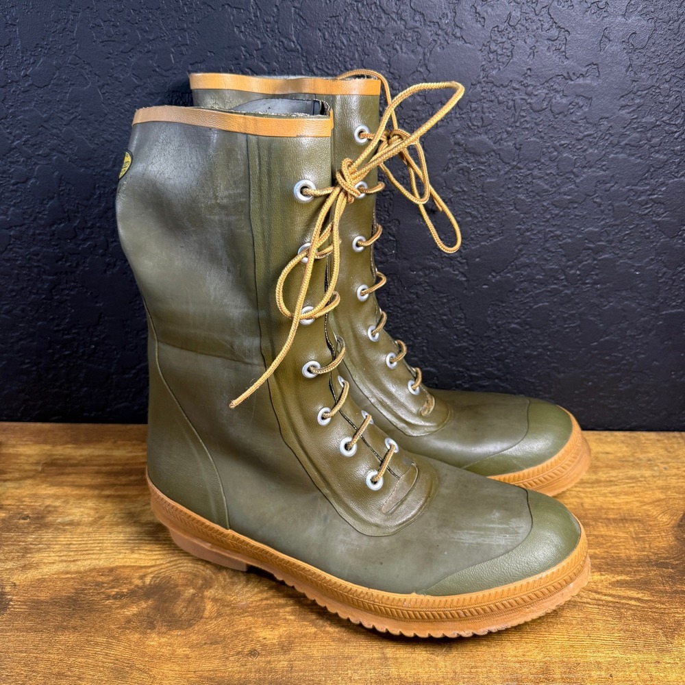Bristol Thermoboot Vintage Green Rubber Lace Up Hunting Snow Boots Mens 5
